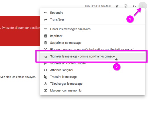 Capture d'écran pour un exemple avec Gmail